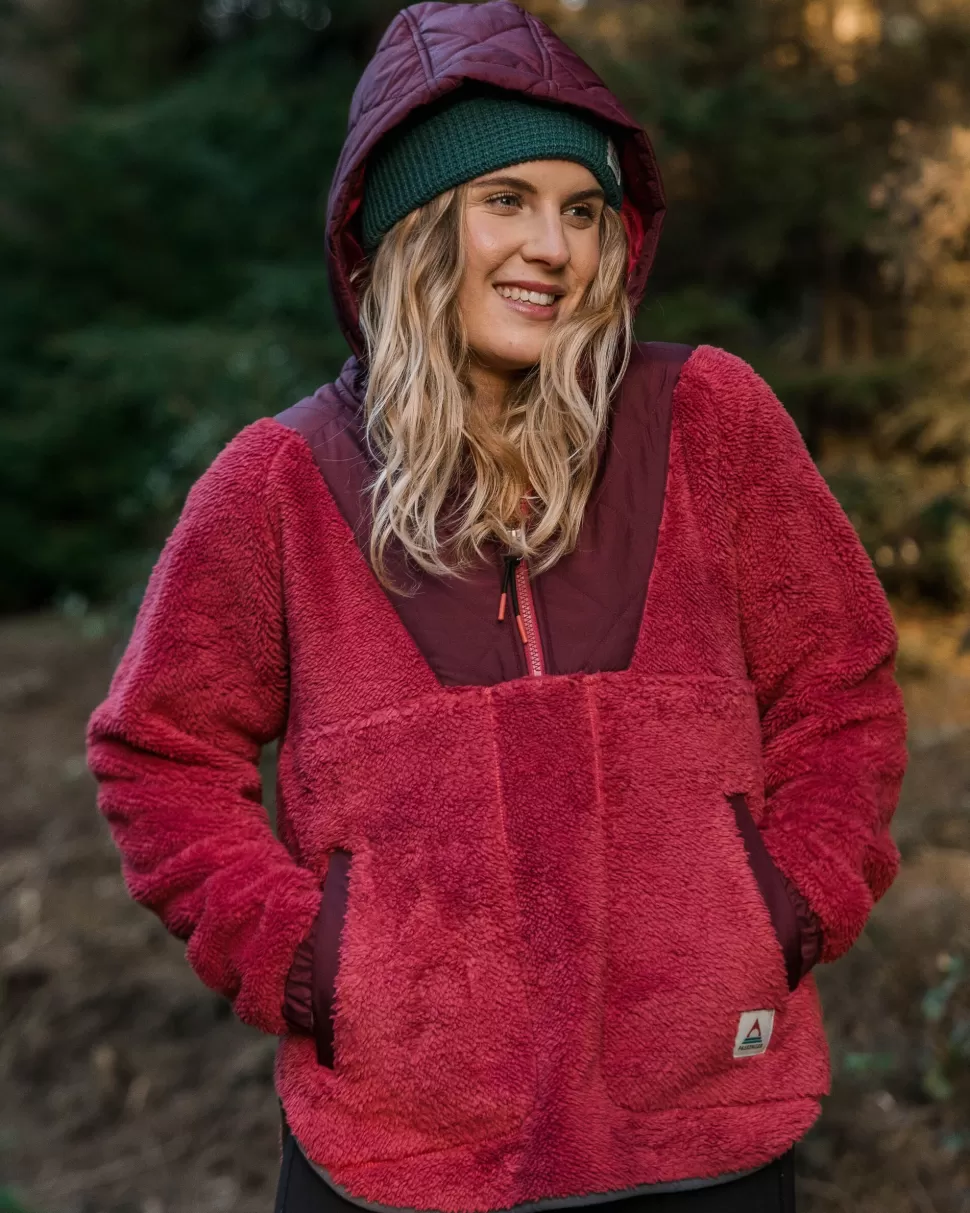 Clearance Passenger Beaumont Recycled Sherpa Hooded Fleece Earth Red