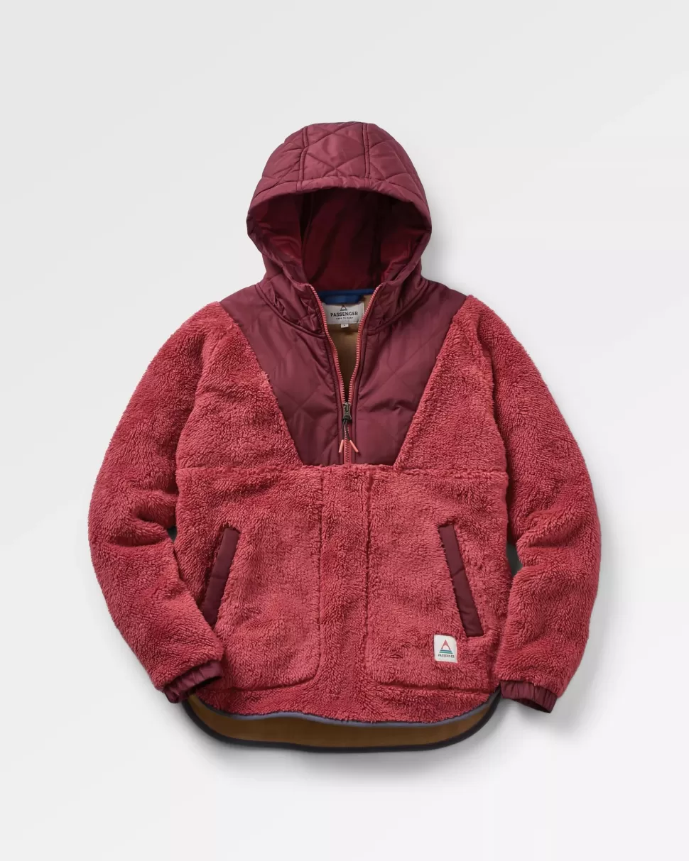 Clearance Passenger Beaumont Recycled Sherpa Hooded Fleece Earth Red