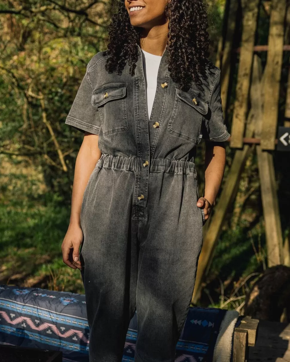 Best Passenger Bluebell Organic Cotton Boiler Suit Washed Black Denim