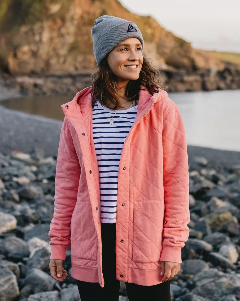 Best Sale Passenger Clementine Recycled Quilted Popper Up Hoodie Shell Pink