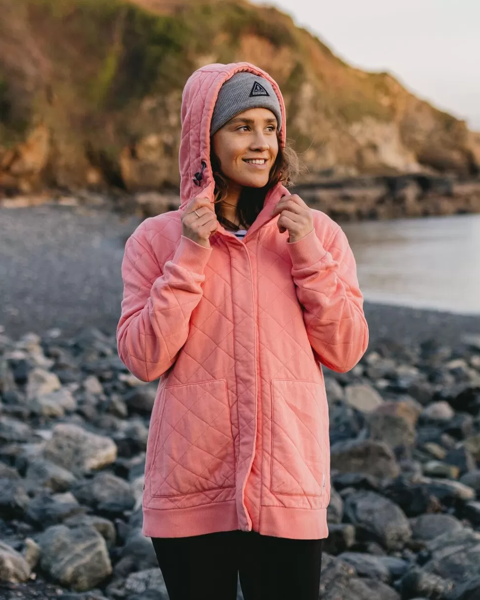 Best Sale Passenger Clementine Recycled Quilted Popper Up Hoodie Shell Pink