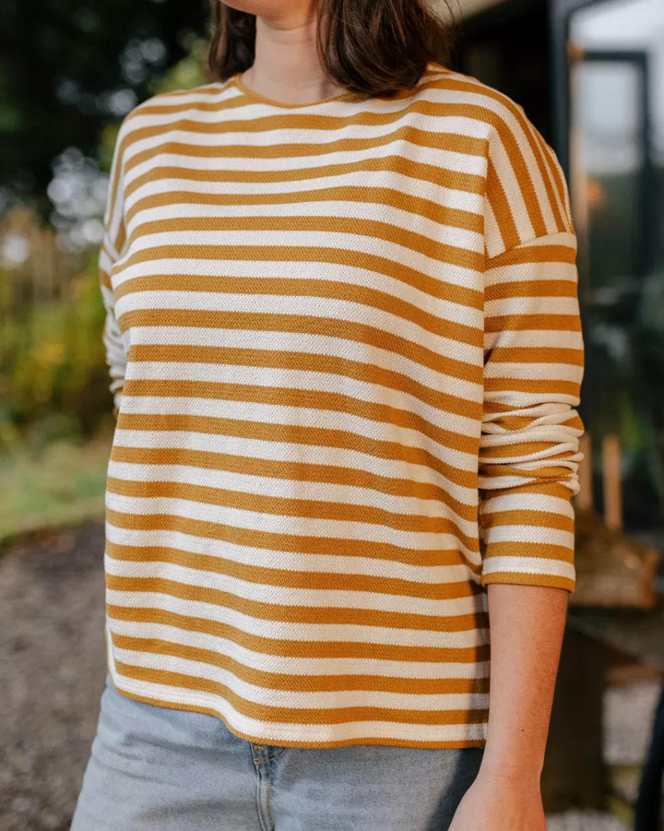 Cheap Passenger Panorama Striped LS T-Shirt Amber Gold