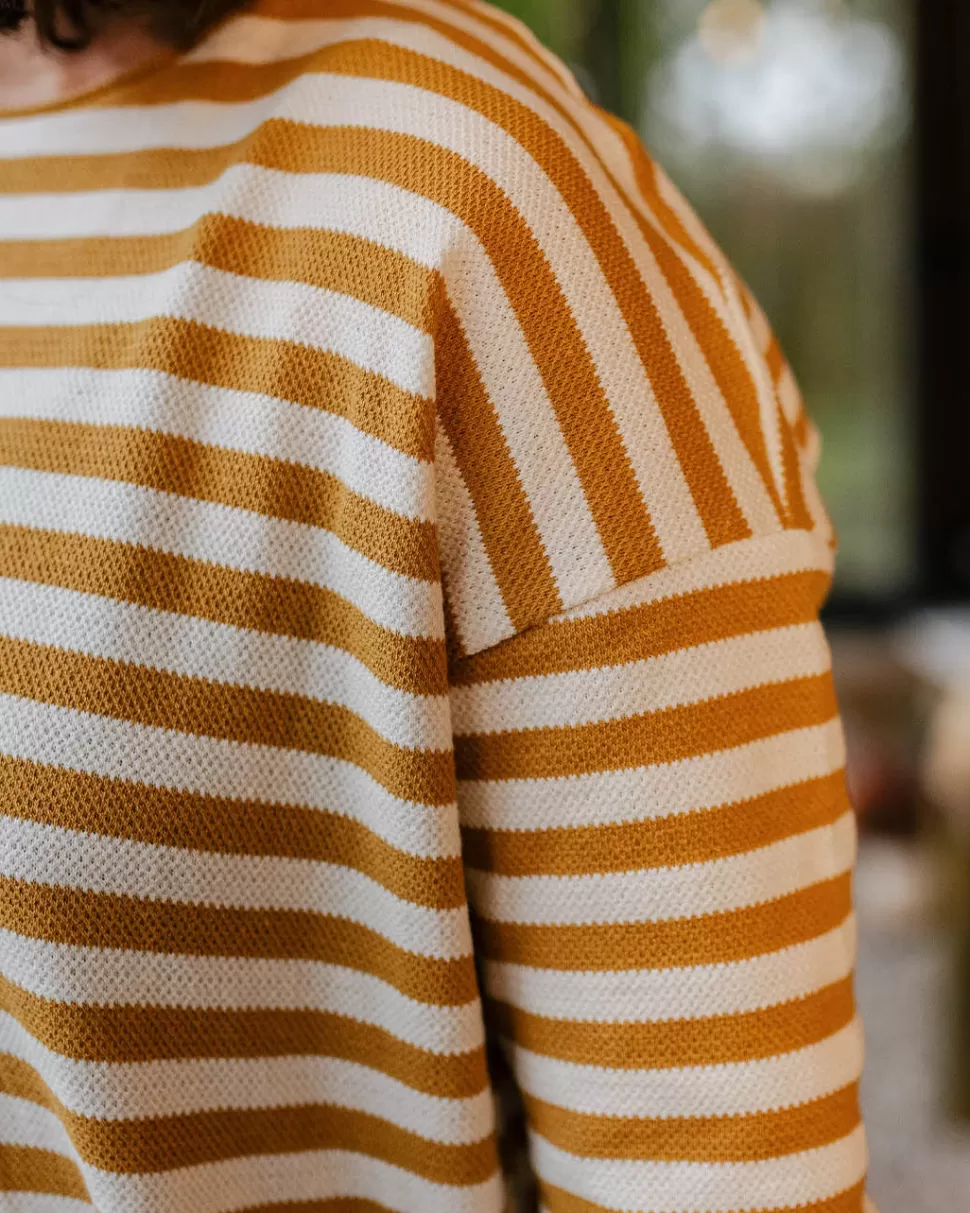 Cheap Passenger Panorama Striped LS T-Shirt Amber Gold