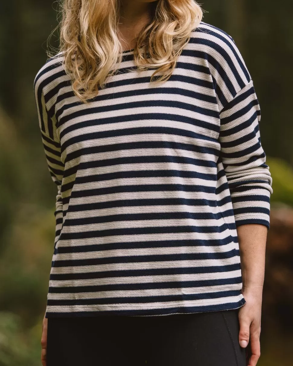 Clearance Passenger Panorama Striped LS T-Shirt Deep Navy