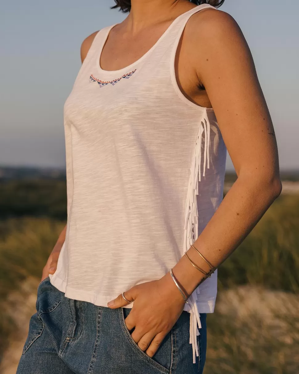 Outlet Passenger Poppy Recycled Cotton Tassel Tank Top White