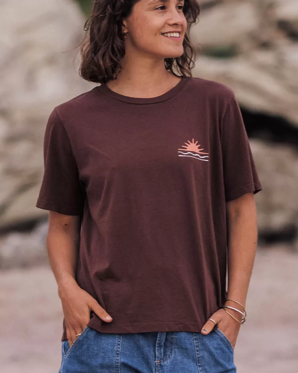 Outlet Passenger Rolling Slow Recycled Cotton T-Shirt Chestnut