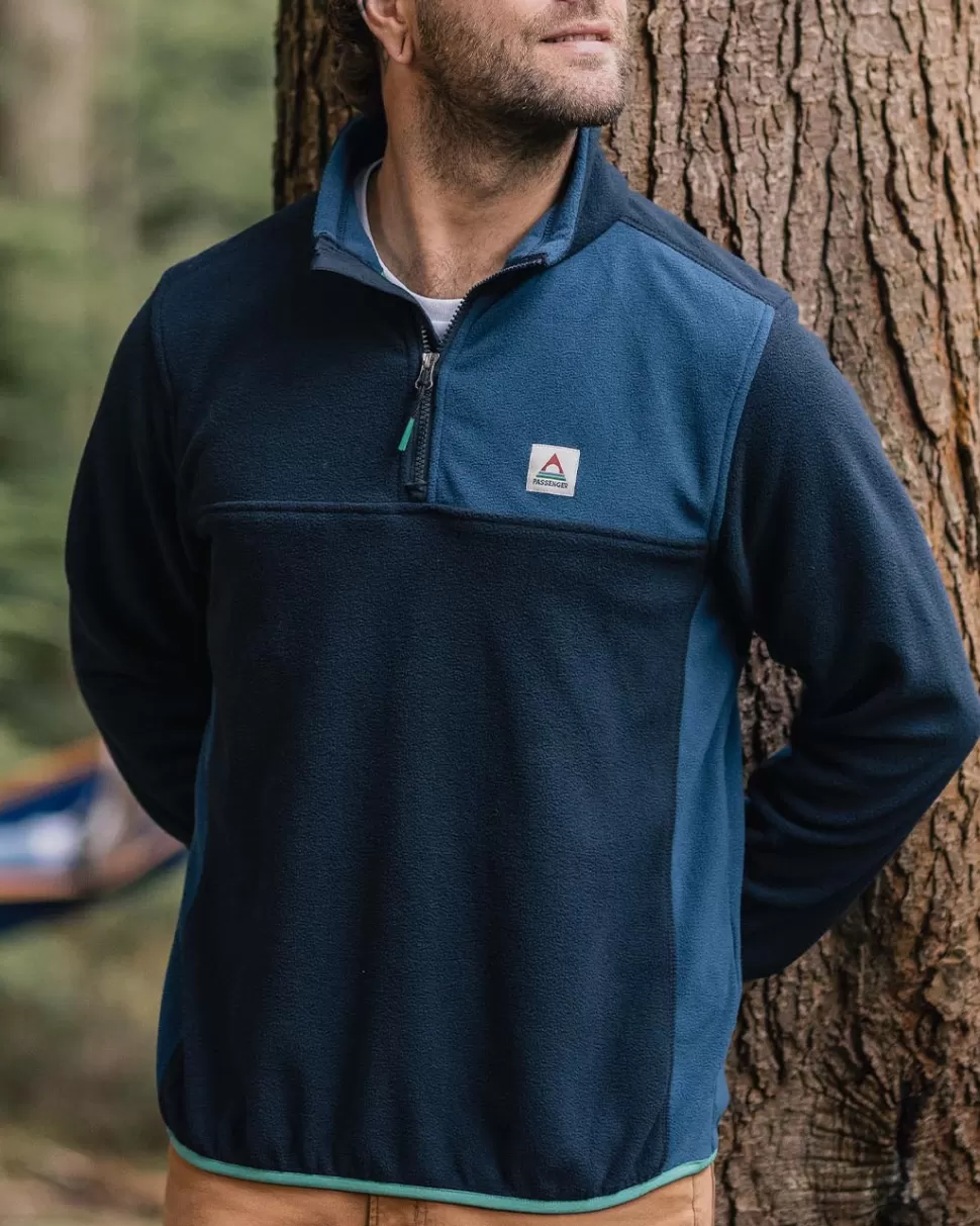 Fashion Passenger Root Recycled Polar 1/4 Zip Fleece Deep Navy