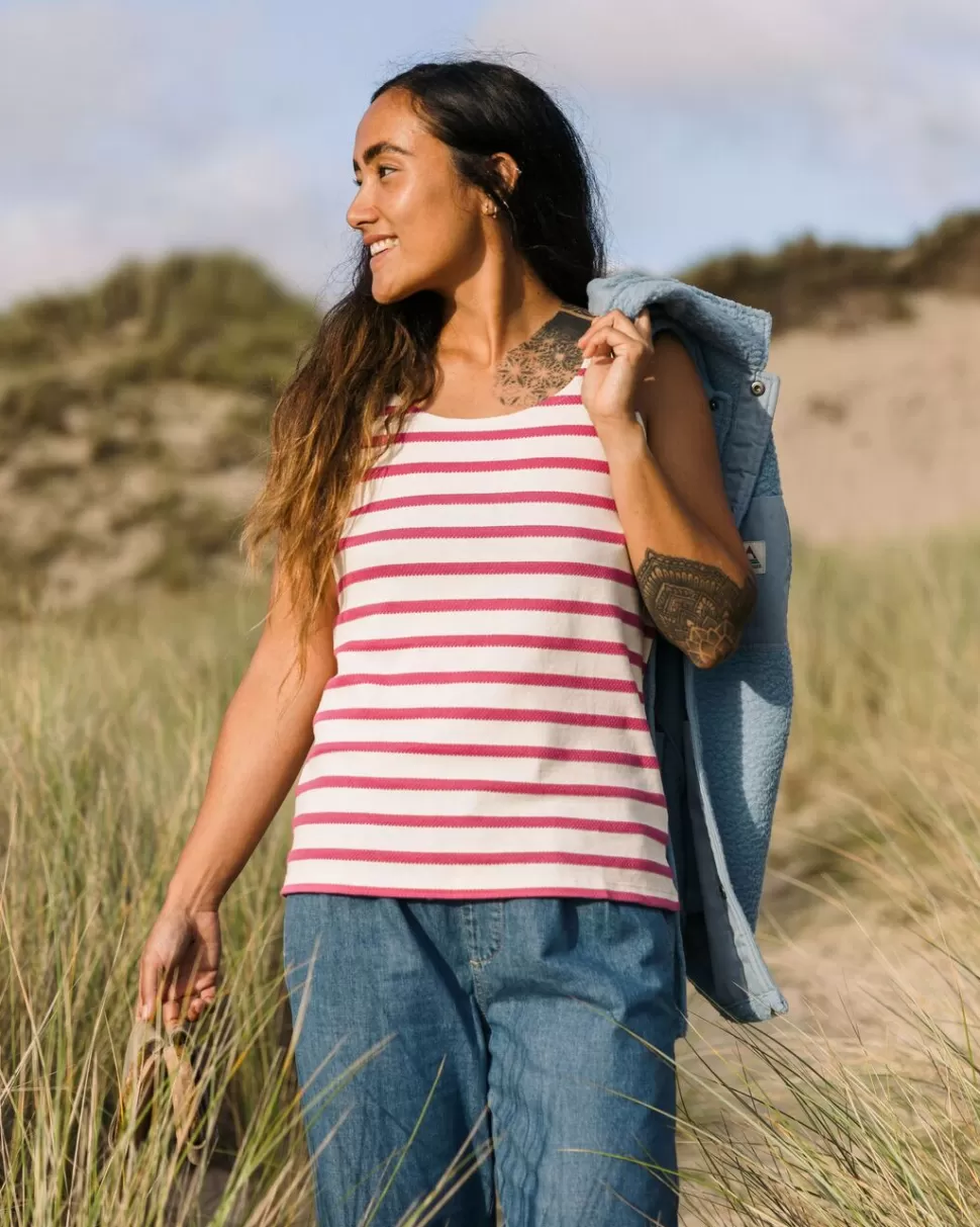 Cheap Passenger Sage Stripe Vest Fuchsia