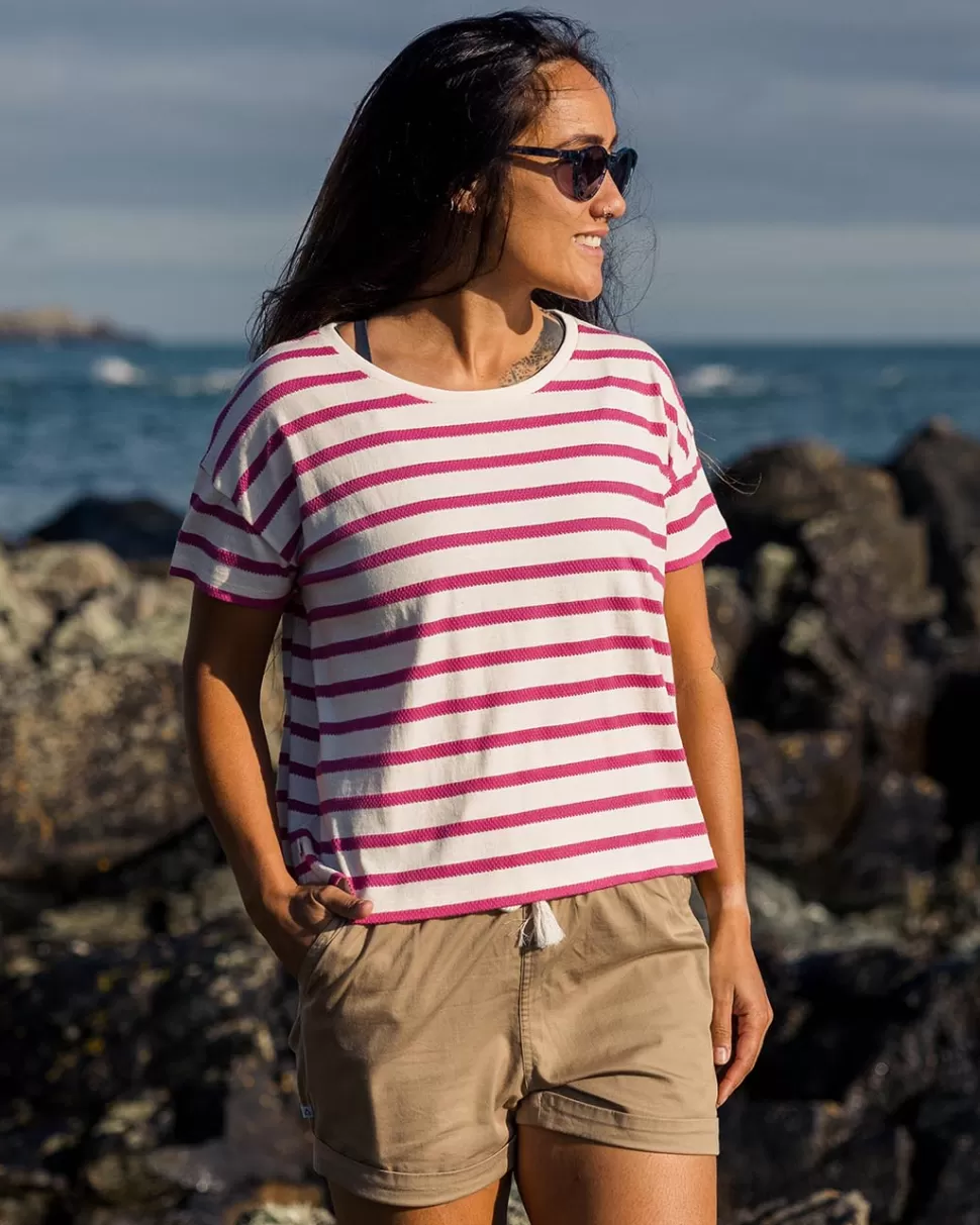 Store Passenger Skye Stripe T-Shirt Fuchsia