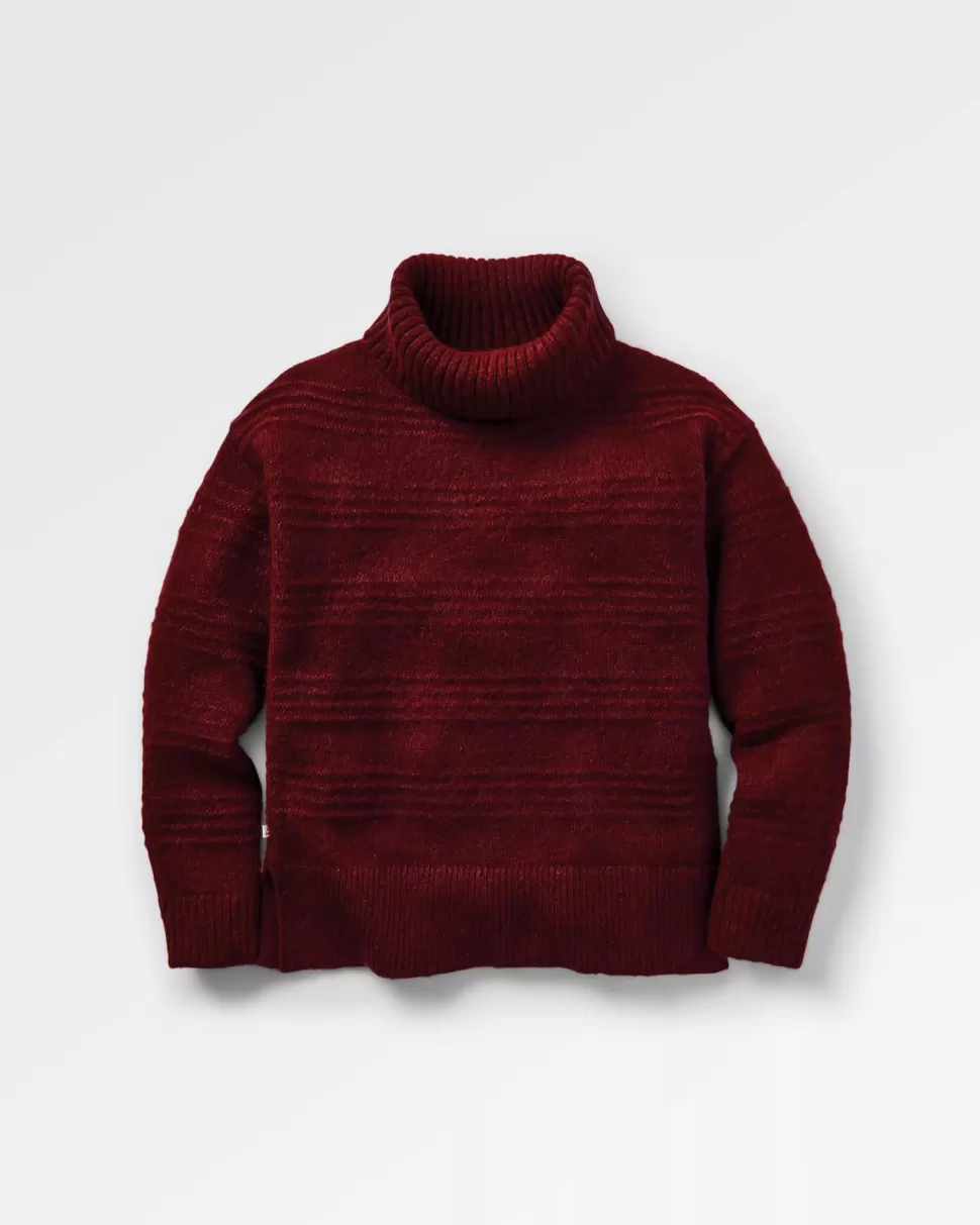 Online Passenger Snug Recycled Polo Neck Knitted Jumper Wine