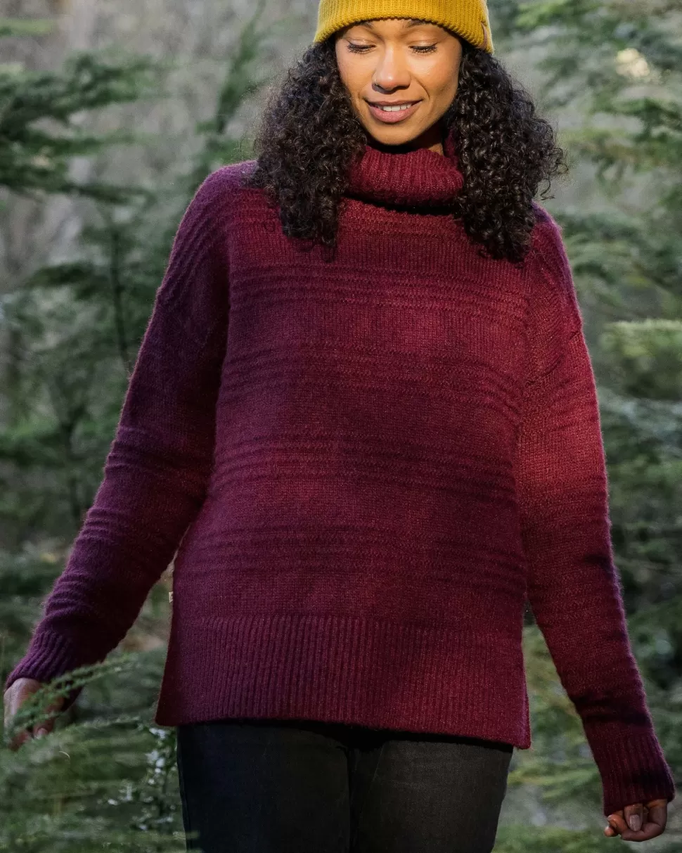 Online Passenger Snug Recycled Polo Neck Knitted Jumper Wine