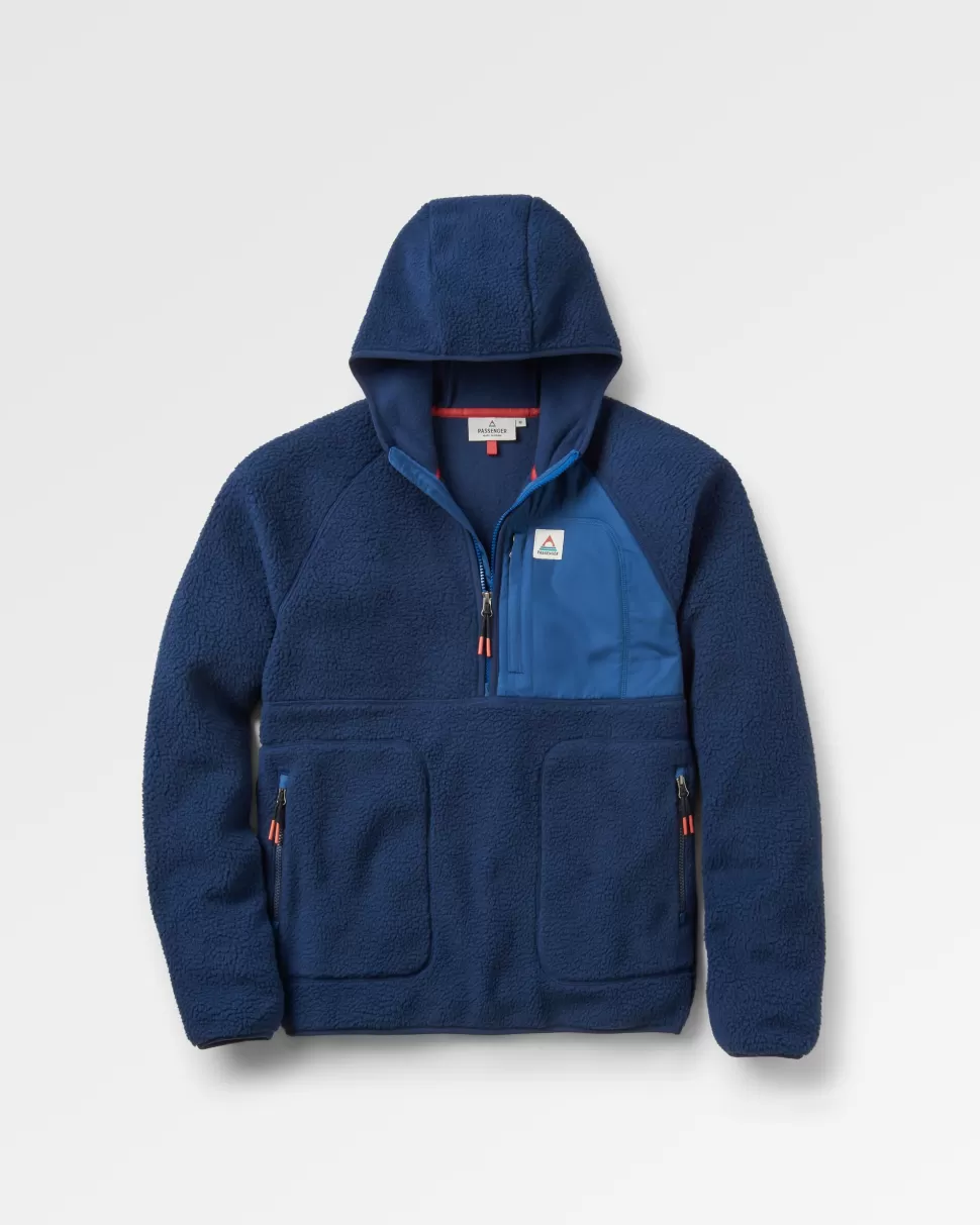 Outlet Floris van Bommel Ventura 1/2 Zip Recycled Sherpa Fleece Rich Navy